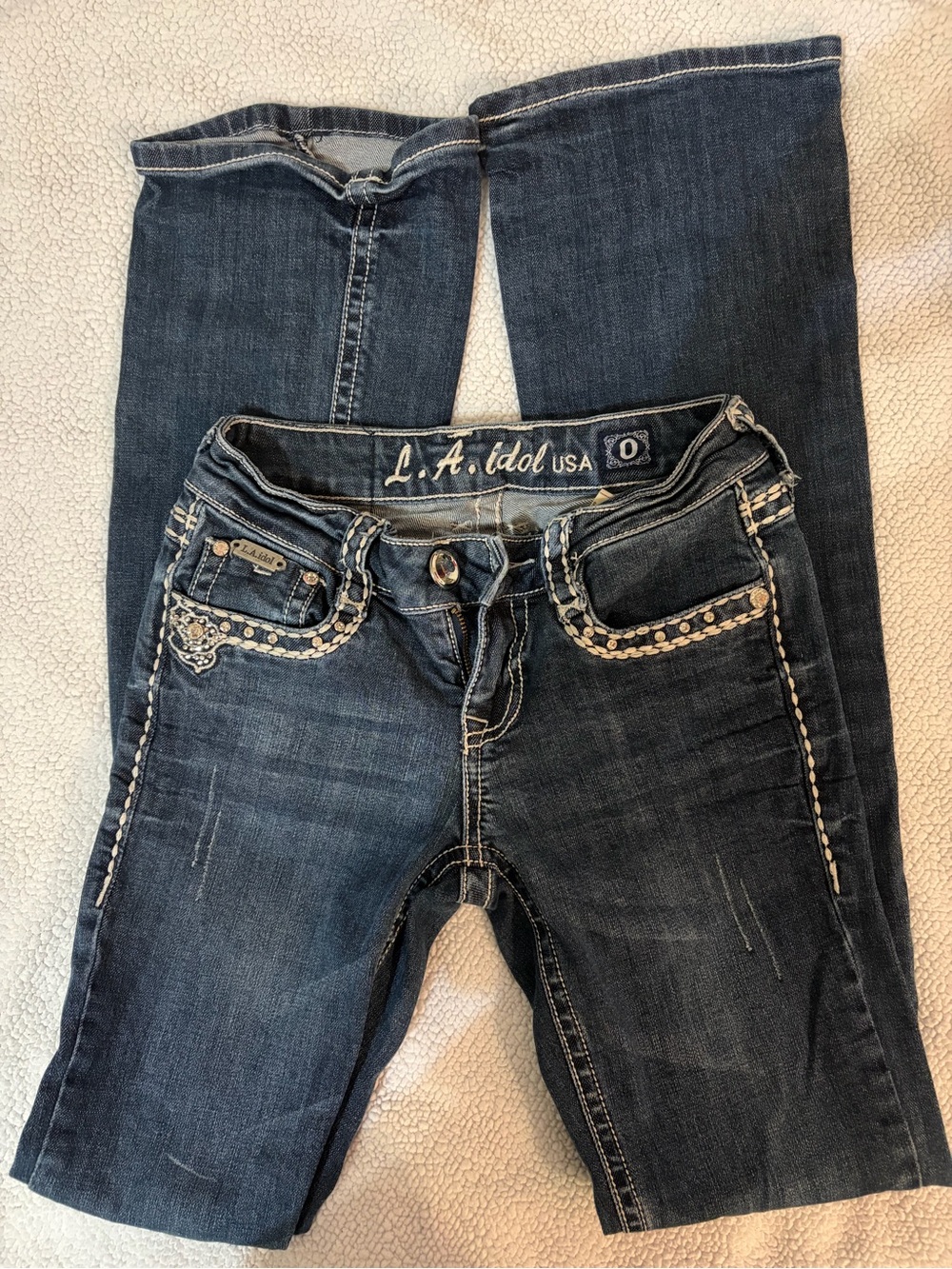 L.A. Idol Dark Wash Women's Bootcut Jeans with Contrast Trim